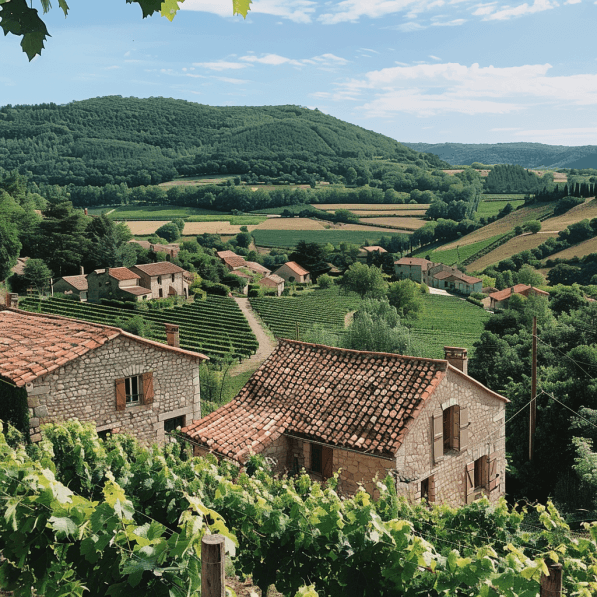 Maison en pierre entourée de vignes sur les coteaux