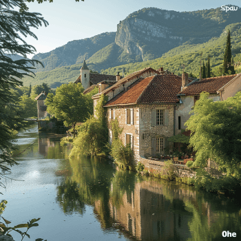 Ancien moulin près d'une cascade dans un cadre naturel