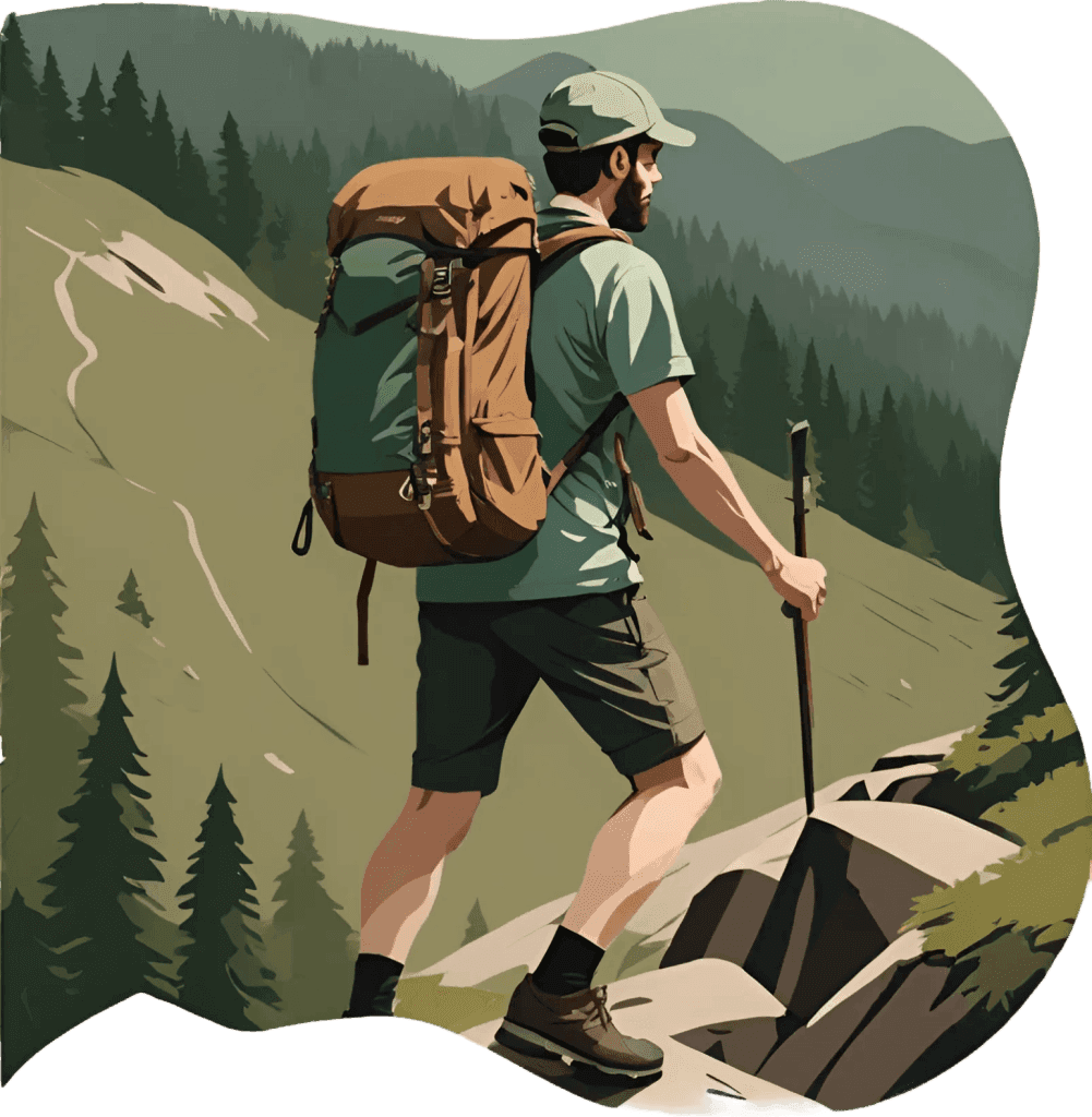 Hiker on mountain trail